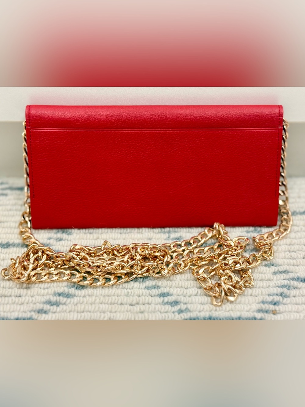 YSL Vintage 80’s Old Money Quiet Luxury Red Pebbled Leather Wallet W/ Crossbody - Picture 3 of 16